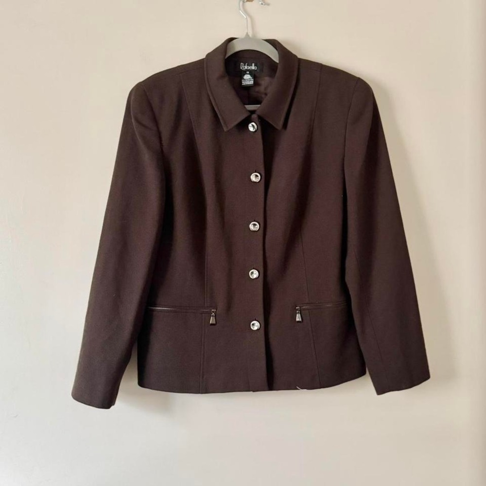 Vintage chocolate brown 100%‎ wool jacket large